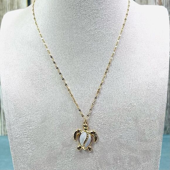 Gold Plated Nautilus Turtle Pendant Necklace - Picture 4 of 6